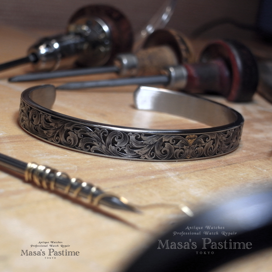 ステンレス　バングル製作　エングレービング