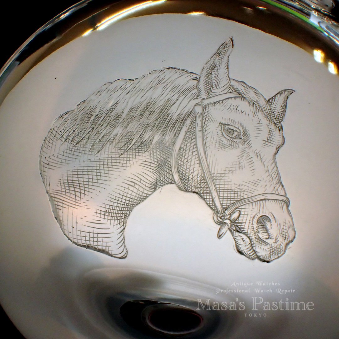 懐中時計　ケース　エングレービング　彫り直し