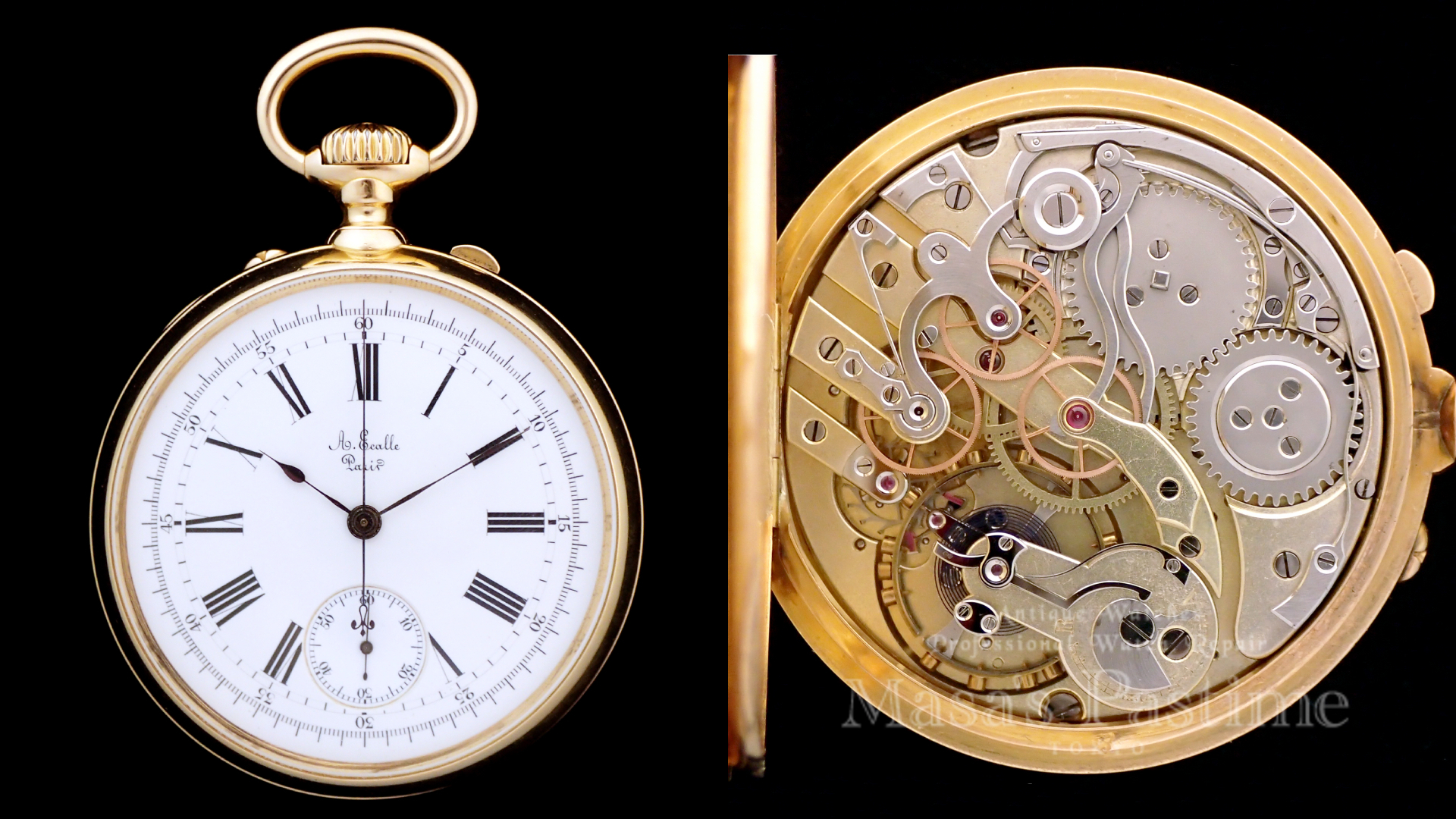 オーギュスト・エカレ　クロノグラフ　フランス　懐中時計