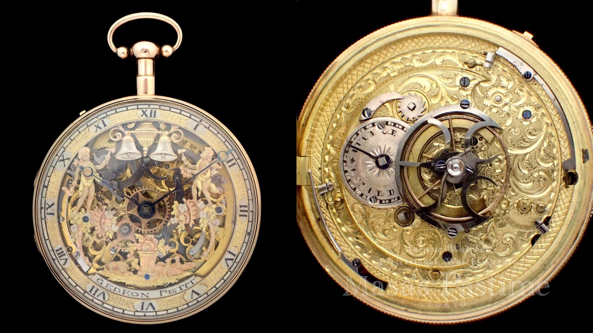 オートマタ　1/4リピーター　スイス　懐中時計