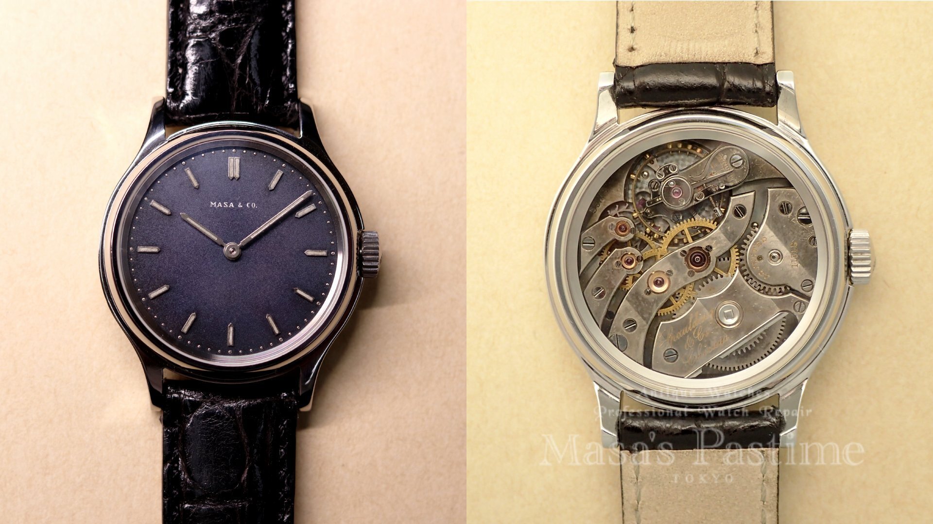 メイラン 赤銅文字盤 カスタム腕時計