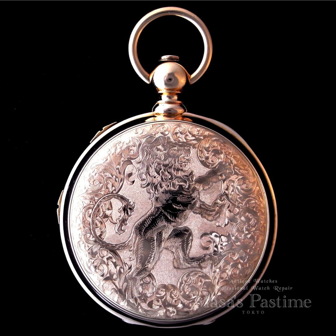 アンティーク懐中時計　ケース　エングレービング