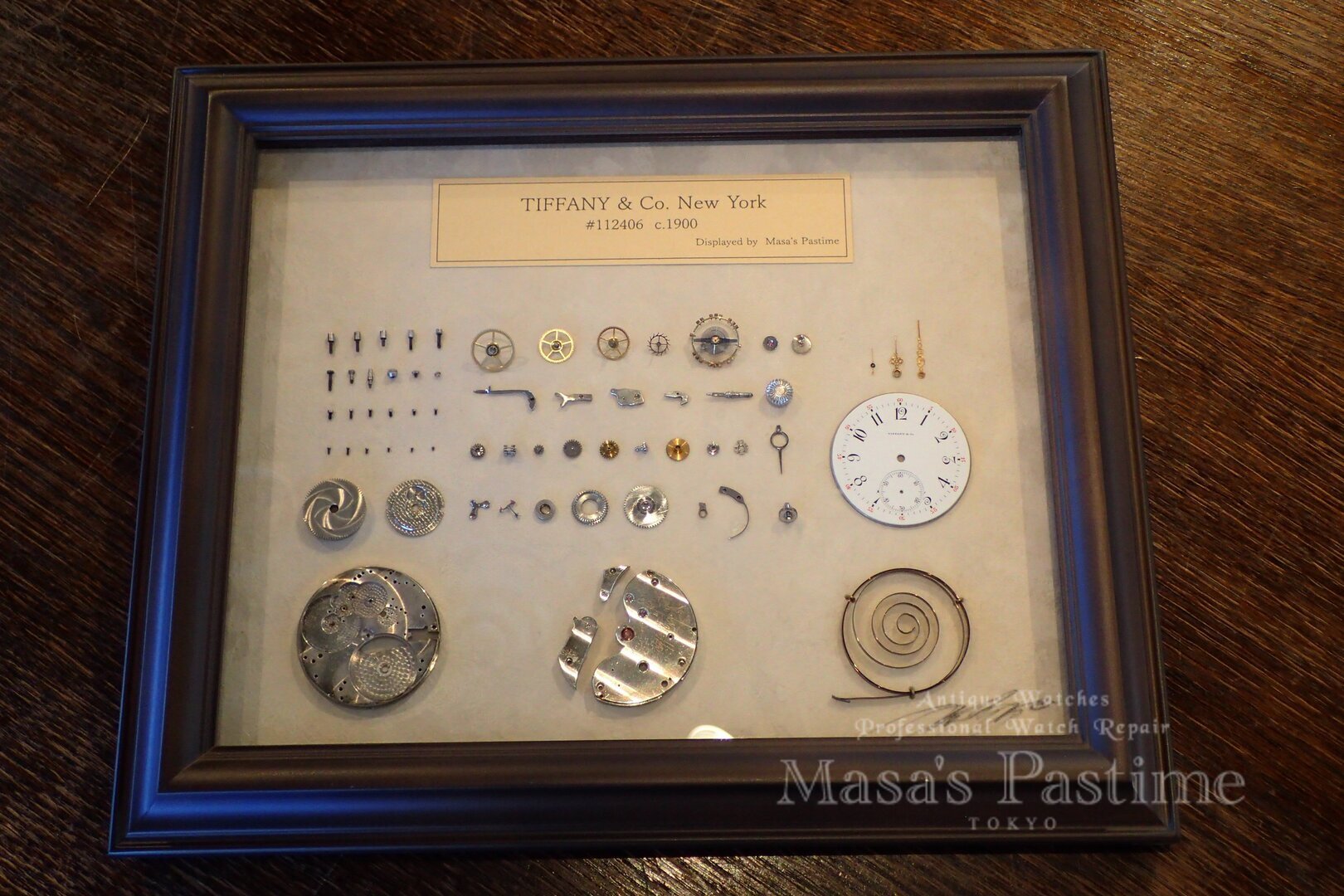 Masa’s Pastime　アンティーク　TIFFANY&Co AGASSIZ 懐中時計ムーブメントディスプレイ
